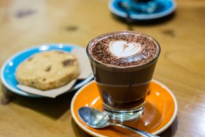 Hot chocolate and home-made cookie, yummy!