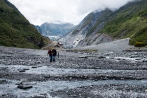 With Dimitri helping me in Fox glacier moraines. 