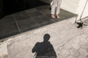 The ramp and step to access the pavement.