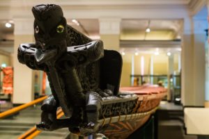 One the most beautiful pice of the museum: a 35 metres waka.